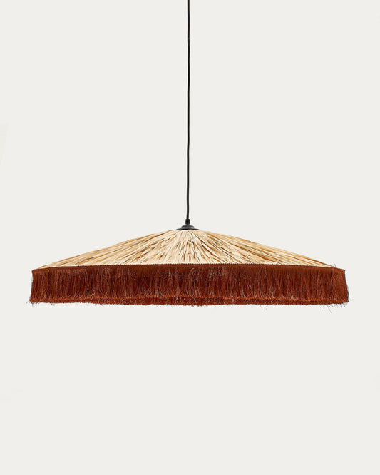 Lámpara de techo Pollensa de rafia natural y flecos terracota Ø 75 cm