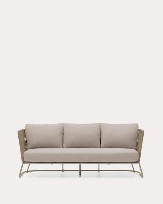 Sofá 3 plazas de exterior Saconca de cuerda y acero galvanizado beige 189 cm