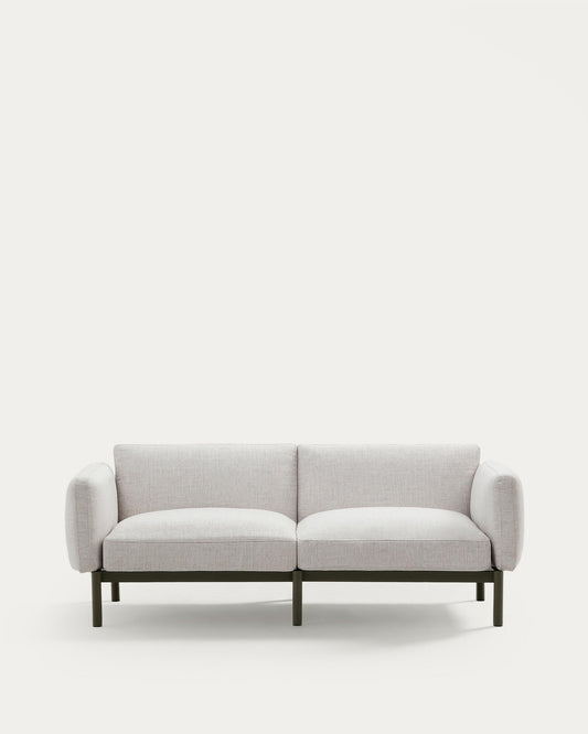 Sofà modular d'exterior Sorells 2 places amb entapissat beix i alumini verd 171 cm