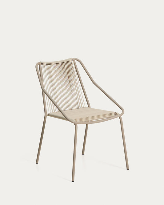 Chaise empilable d’extérieur Zivia en corde écrue et acier galvanisé taupe