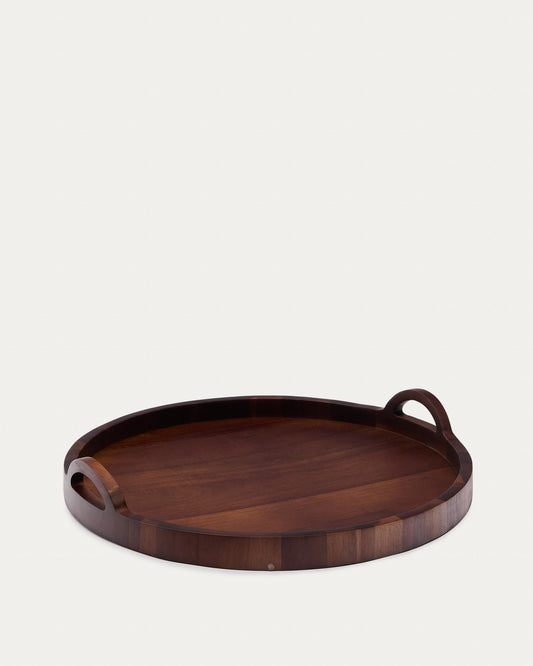 Bandeja Zoa de madera de acacia con acabado oscuro FSC 100% Ø50 cm