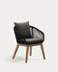 Silla Portalo de cuerda negro y patas de madera maciza de acacia FSC 100%