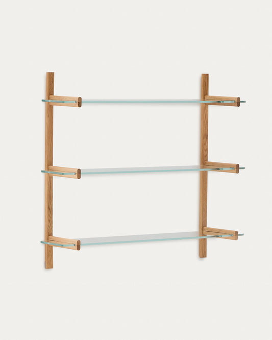 Prestatgeria modular Sitra 3 balda de vidre i fusta massissa roure 110 cm FSC Mix Credit