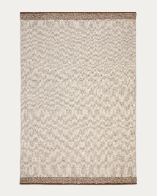 Tapis Nifelia jacquard en laine beige 200 x 300 cm