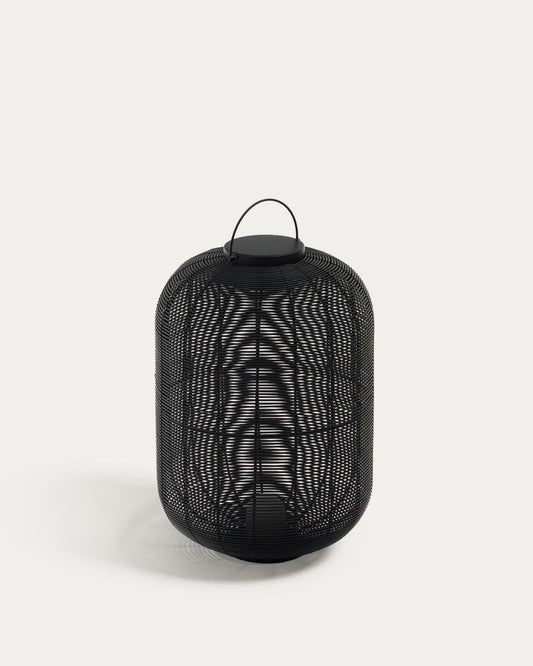 Llum de taula gran portàtil Saranella de rotang sintètic negre