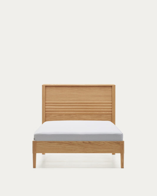 Llit Lenon de fusta i xapa de roure per a matalàs de 90 x 200 cm FSC MIX Credit