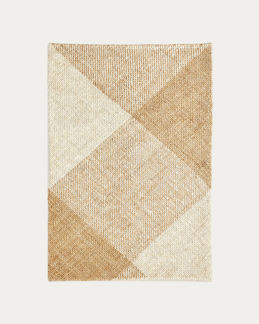 Tapis Maelan en jute et coton à carreaux naturel  160 x 230 cm