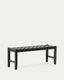 Banc Calixta de pell i fusta massissa de caoba amb acabat negre 120 cm