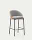 Tamboret Eamy xenilla gris clar xapat en freixe amb acabat natural i metall negre altura 65 cm