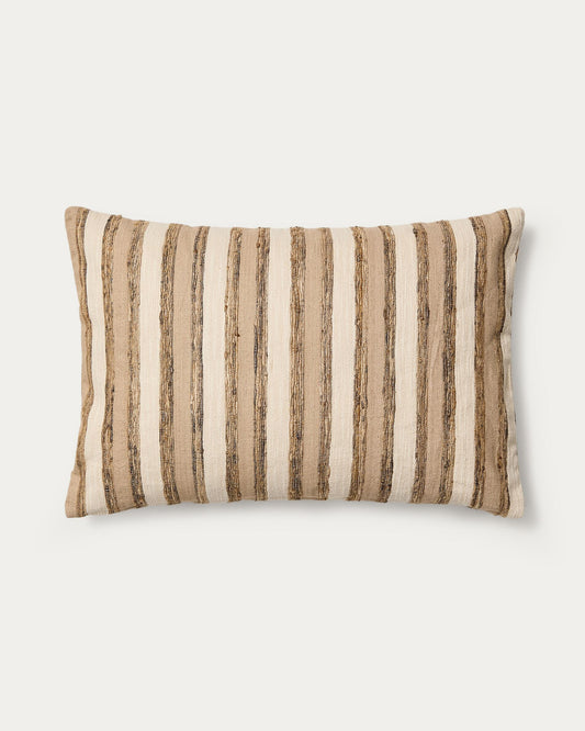 Funda de coixí Dorevi barreja de seda jacquard de ratlles cru 40x60 cm