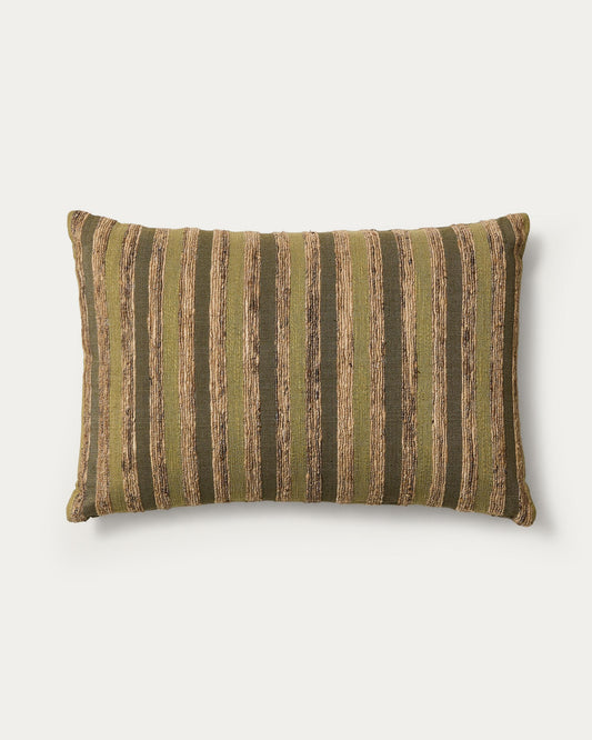 Funda de coixí Dorevi barreja de seda jacquard de ratlles verdes 40x60 cm