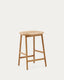 Taburete Enit de cuerda papel beige y madera maciza de roble acabado natural 65cm FSC Mix Credit