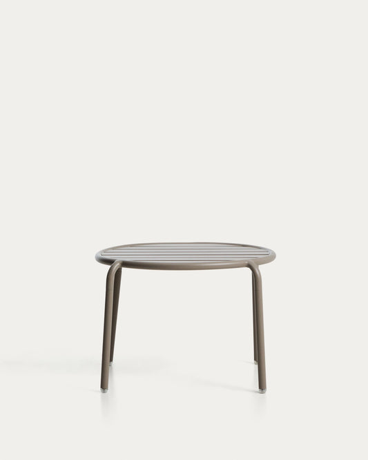 Table auxiliaire d’extérieur Joncols en aluminium avec finition peinte taupe Ø 60 cm