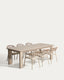 Set de taula extensible Livorno d’alumini topo i 6 cadires Alimia d’alumini topo i corda sintètica marró 233 (350) x 100 cm