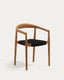 Silla apilable de exterior Ydalia de madera maciza de teca con acabado natural y cuerda negro