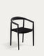 Silla apilable de exterior Ydalia de madera maciza de teca con acabado negro y cuerda negro