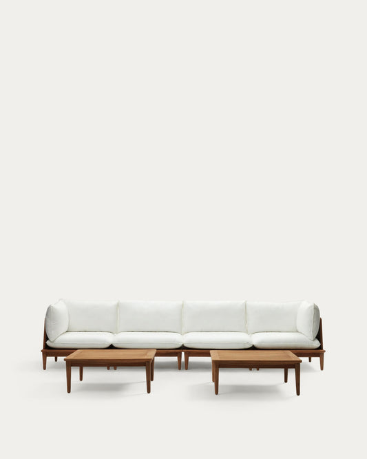 Conjunt modular Portitxol de 4 butaques i 2 taules de centre de fusta massissa de teca