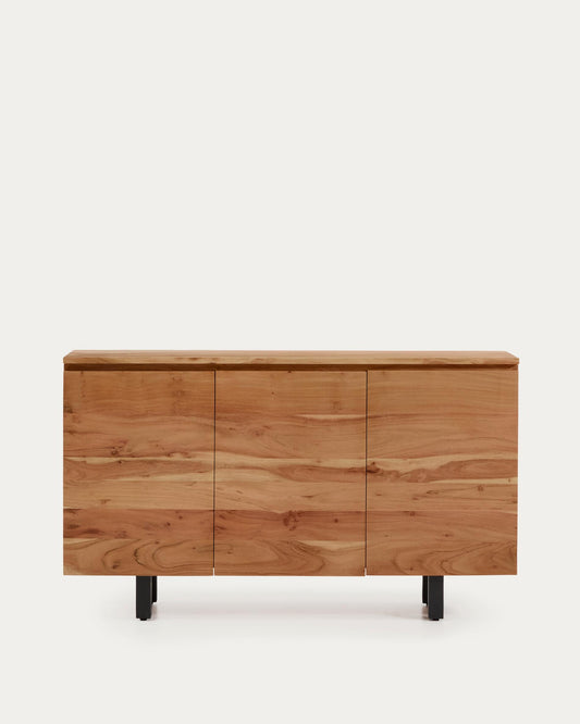 Aparador Uxue 3 portes de fusta massissa d'acàcia amb acabat blanquejat 150x8 cm