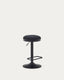 Tabouret Zaib en chenille noir et acier noir mat hauteur 63-84 cm FSC 100%