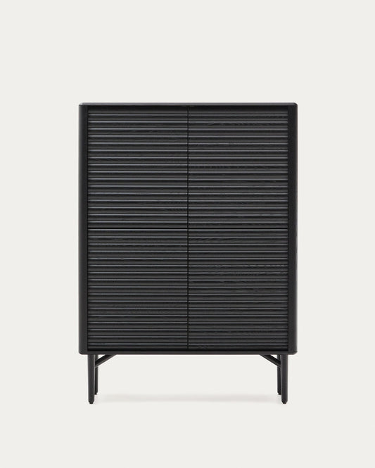 Aparador alt Lenon 4 portes fusta massissa i xapa roure negre 105x144 cm FSC Mix Credit