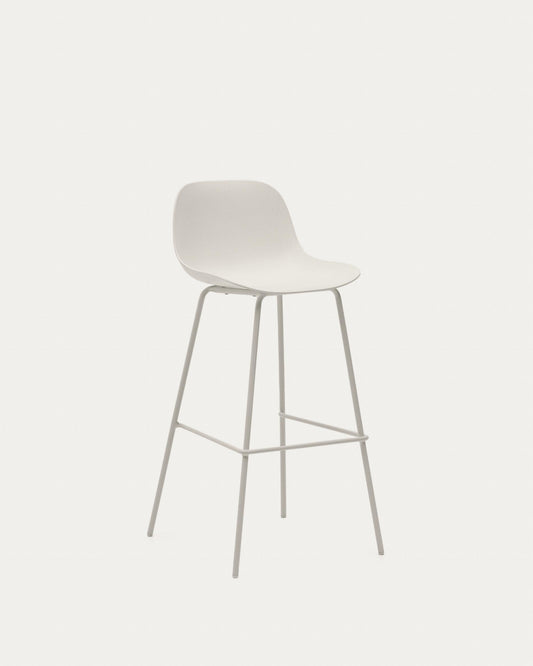 Taburet Altea beix i potes d'acer amb acabat beix 75 cm
