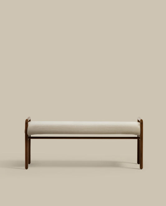 Banc desenfundable Macaret de fusta massissa de roure acabat noguera 120 cm FSC Mix Credit