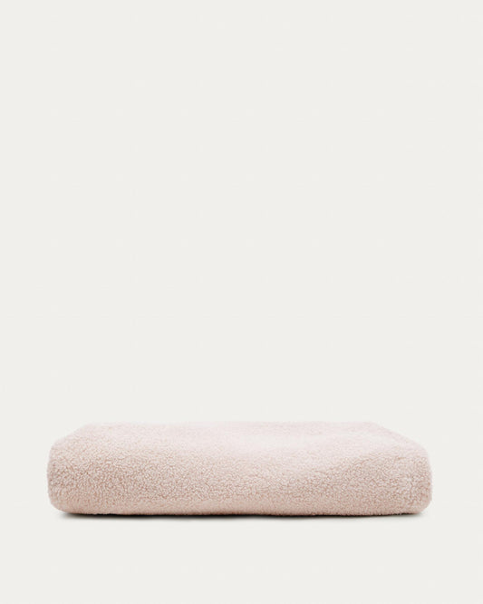 Housse pour repose-pieds Kaeli en bouclette rose Ø 43 cm