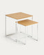 Conjunt Yoana de 2 taules auxiliars niu de xapa de roure i estructura de metall blanc