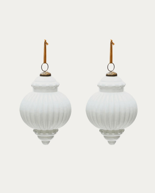 Set Irlo de 2 boles de Nadal de vidre reciclat blanc Ø 13 cm