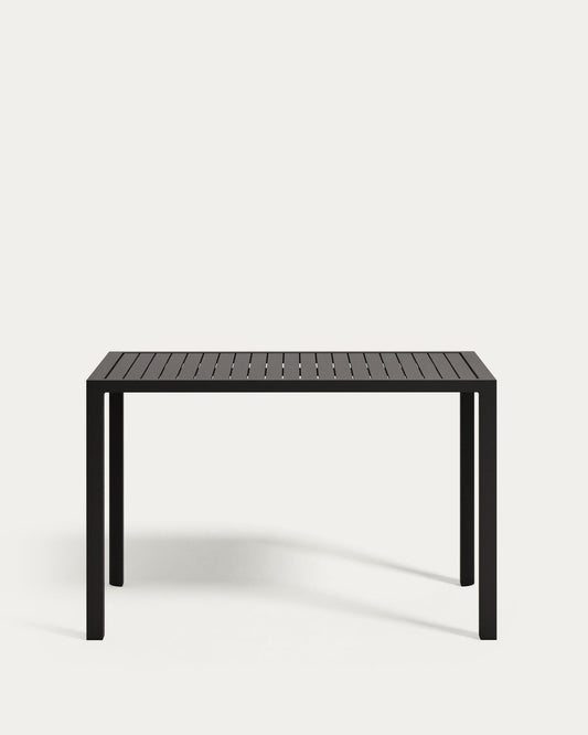 Taula d'exterior alta Culip d'alumini amb acabat gris 150 x 77 cm