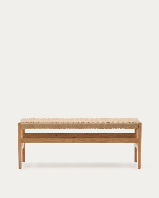 Banc Zaide de fusta massissa de roure amb acabat natural i seient de corda 120cm FSC100%