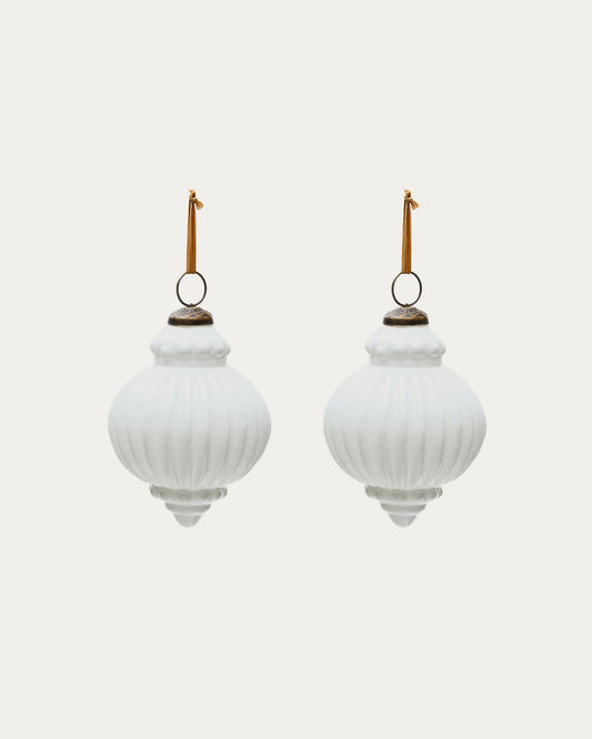 Set Irlo de 2 boles de Nadal de vidre reciclat blanc Ø 10 cm