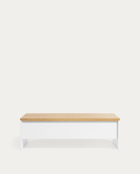 Taula de centre elevable Abilen de xapa de roure i lacat blanc 110 x 60 cm FSC 100%