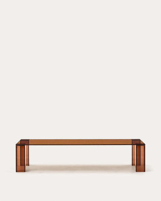 Taula de centre Adularia de vidre temperat marró 140 x 60 cm