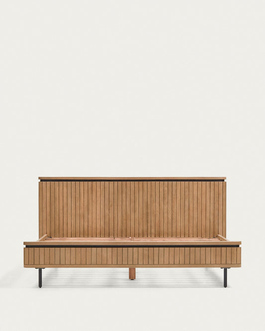 Cama Licia de madera maciza de mango y metal pintado negro para colchón de 160 x 200 cm