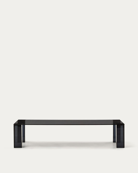 Taula de centre Adularia de vidre temperat gris fosc 140 x 60 cm