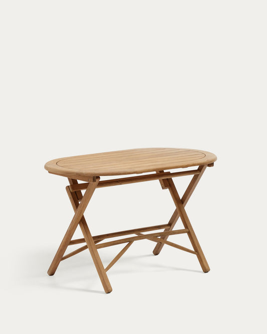 Taula plegable Dandara de fusta massissa d'acàcia acabat natural Ø 120 x 60 cm FSC 100%