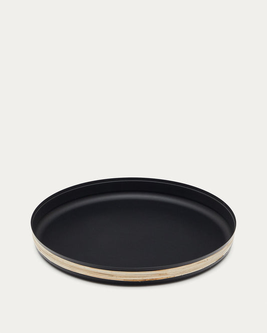 Bandeja Shai de acero inoxidable y ratán