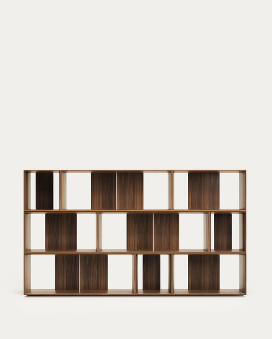 Conjunt Litto de 9 prestatgeries modulars de xapa de noguera 202 x 114 cm