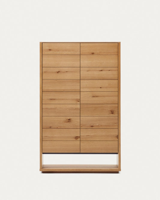 Aparador alt Alguema 2 portes en xapa de roure amb acabat natural 100 x 163,5 cm