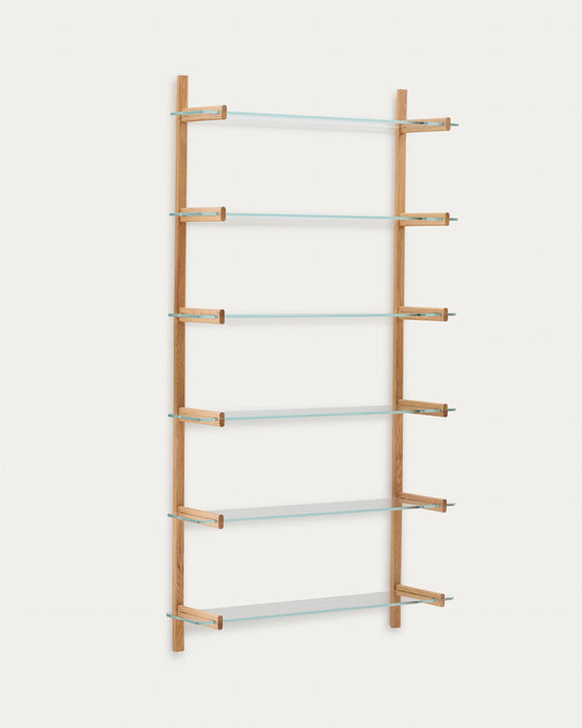 Prestatgeria modular Sitra 6 balda de vidre i fusta massissa roure 110 cm FSC Mix Credit