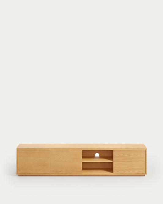 Moble TV Abilen 2 portes i 2 calaixos de xapa de roure 200 x 44 cm FSC 100%