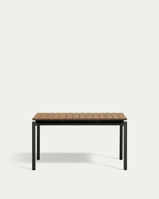 Taula extensible d'exterior Canyelles de polifusta i alumini negre mat 140 (200) x 90 cm