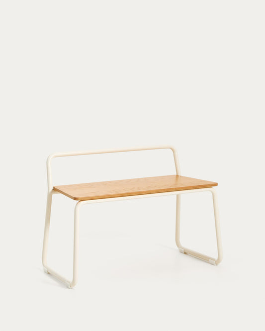 Banc Tinn en placage de frêne et structure en métal beige 75 cm