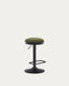 Tabouret Zaib en chenille vert foncé et acier noir mat hauteur 63-84 cm FSC 100%