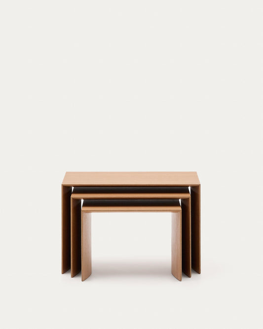 Set Litto de 3 mesas nido de chapa de roble FSC Mix Credit 60 x 40 / 51 x 36 / 42 x 31 cm