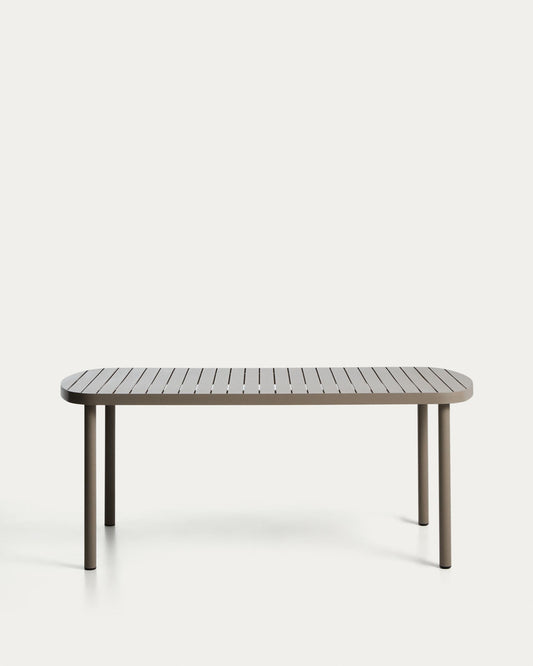 Table d’extérieur Joncols en aluminium avec finition peinte taupe 180 x 90 cm