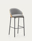 Tamboret Eamy xenilla gris clar xapat en freixe amb acabat natural i metall negre altura 77 cm