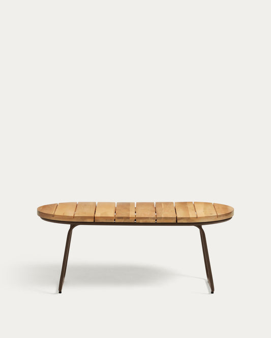 Taula de centre exterior Salguer fusta massissa acàcia i acer marró Ø 100 x 50 cm FSC 100%