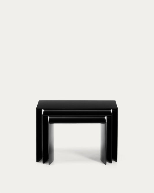 Set Litto de 3 taules niu de DM lacat negre 60 x 40 / 51 x 36 / 42 x 31 cm